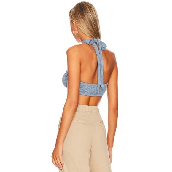 Revolve WeWoreWhat Women's Summer Casual Halter Neck Tie Top Sz S Storm NWT - Picture 3 of 6